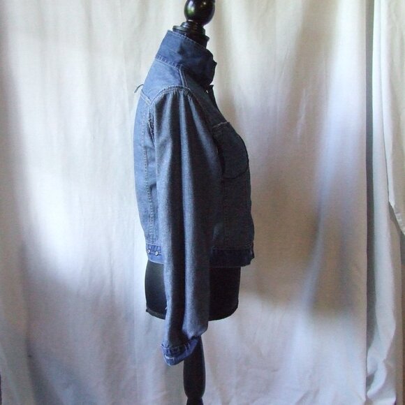 Brody jean jacket denim cowgirl cropped medium spring summer coat vintage 1990s - Picture 8 of 15